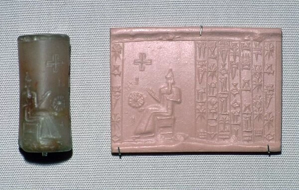 Chalcedony cylinder-seal in the first Kassite style