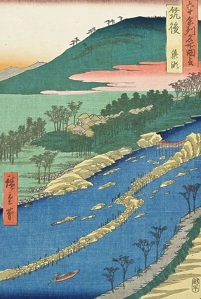 Chikugo Province, Currents around the Weir, 1855. Creator: Ando Hiroshige