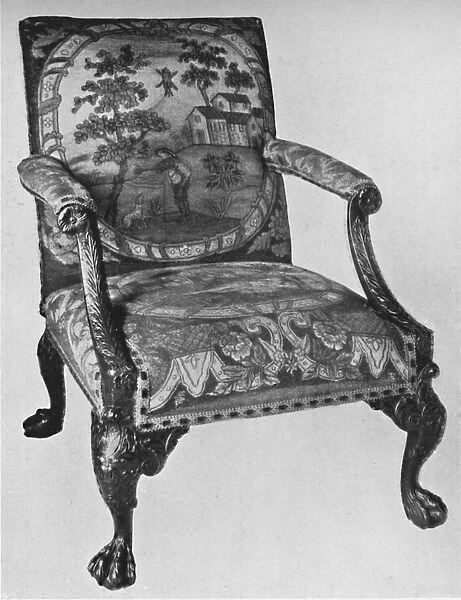 Chippendale Mahogany Arm-Chair with Needlework Upholstery, mid 18th century, (1928)