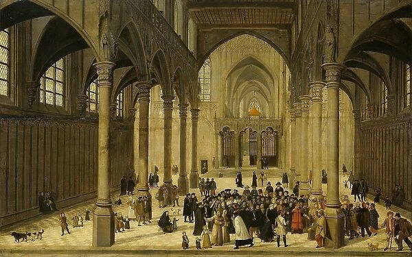 Church Interior with Christ Preaching to a Congregation, 1545-1570. Creator: Cornelis van Dalem