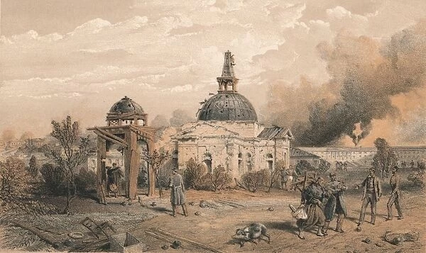 Church in the Rear of the Redan, Looking North - Showing the Effects of Shot and Shell, 1856. Artist: W Trask