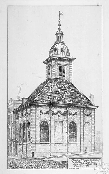 Church of St Benet Pauls Wharf, City of London, 1874. Artist: W Niven