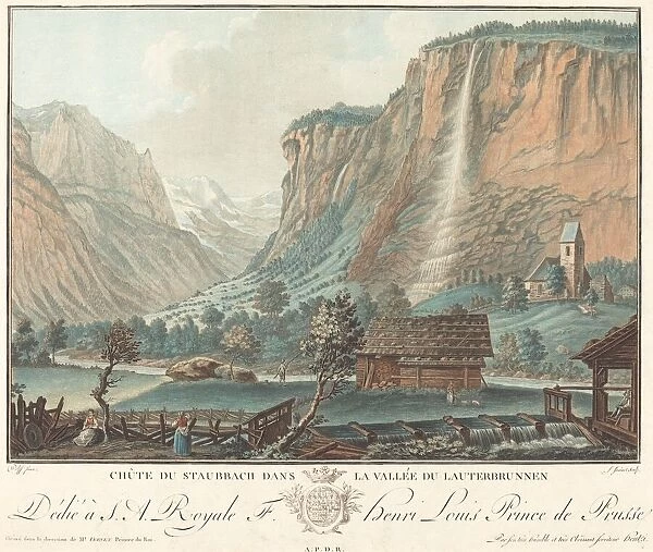 Chute de Staubbach, dans la Vallee de Lauterbrunnen (Falls at Staubbach... probably 1776. Creator: Jean Francois Janinet)