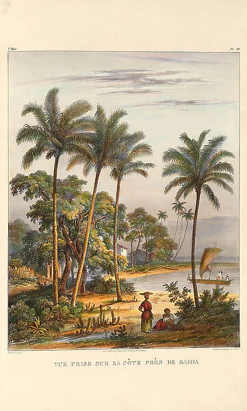 The coast near Bahia. From 'Voyage pittoresque dans le Brésil', 1835. Creator: Rugendas, Johann Moritz (1802-1858). The coast near Bahia. From 'Voyage pittoresque dans le Brésil', 1835
