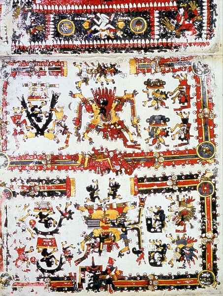 Codex Borgianus showing confronting deities, Mixtec, Pre-Columbian Mexico, 12th-16th century
