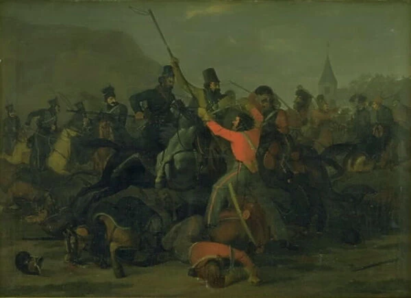 Colonel Boncke Bönnichsen's fall on 6 December 1813 during a duel between Jutland... 1816-1824. Creator: Jorgen Sonne
