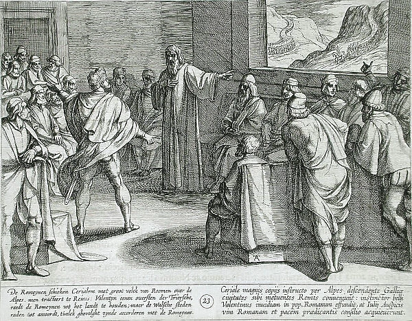 Conference on What Steps to Take Upon the Romans New Troops Approaching Across the Alps, 1612. Creator: Antonio Tempesta