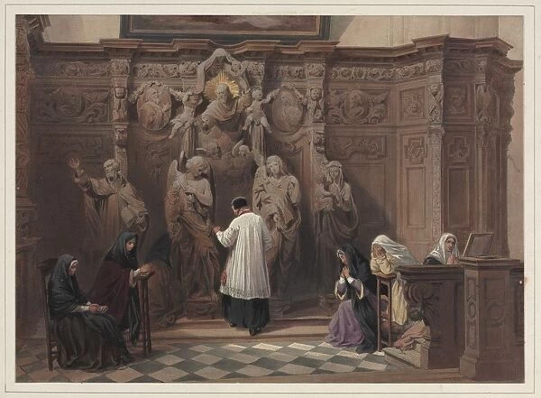Confessional, Church of St. Paul, Antwerp, 1838. Creator: Louis Haghe (British, 1806-1885)