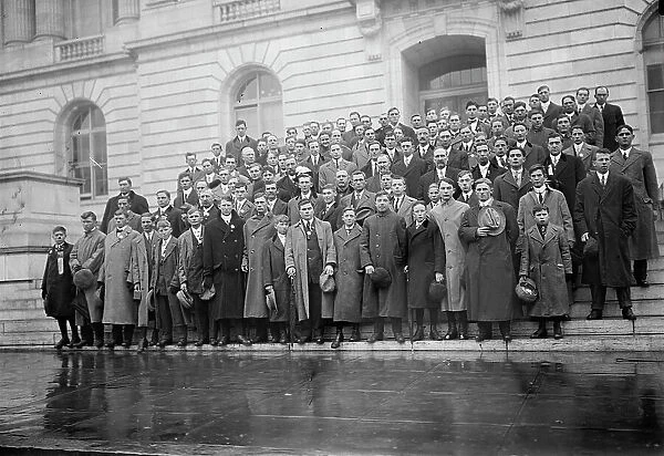 Corn Growers On Steps of House office Building; Stafford of Wisconsin, 5th From left... 1912. Creator: Harris & Ewing. Corn Growers On Steps of House office Building; Stafford of Wisconsin, 5th From left... 1912. Creator: Harris & Ewing
