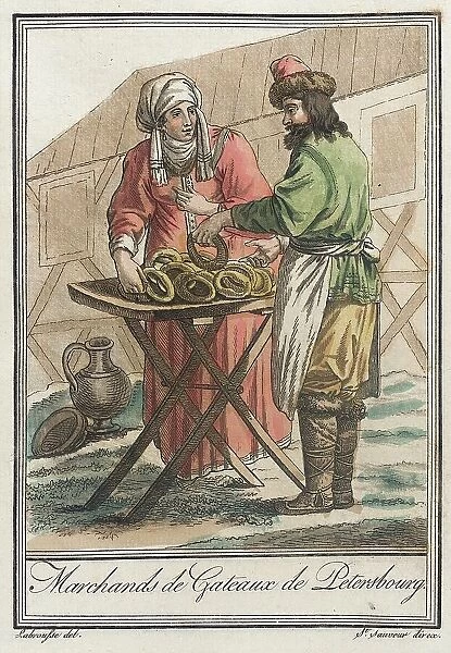 Costumes de Différents Pays, Marchands de Gateaux de Petersbourg, c1797. Creator: Jacques Grasset de Saint-Sauveur