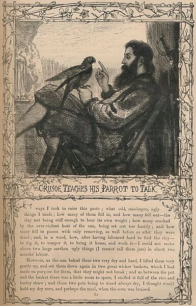 Crusoe Teaches His Parrot To Talk, c1870
