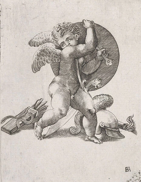 Cupid with Weapons of Mars, c1547-62. Creator: Adamo Scultori