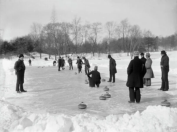 Curling in Central Park, New York, between 1900 and 1906. Creator: Unknown