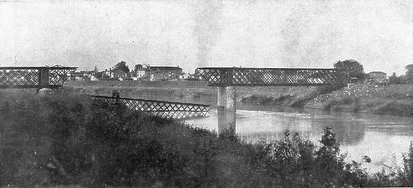The Dark Hours of Italy; A bridge over the Livenza, which the Italians blew up.. 1917. Creator: Unknown