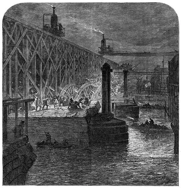 Demolition of Blackfriars Bridge, 1864. Creator: Mason Jackson