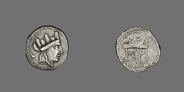 Denarius (Coin) Depicting the Goddess Cybele, 84 BCE. Creator: Unknown