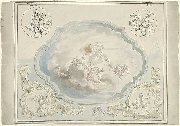 Design for a ceiling painting with Charitas and Pax, 1715-1798. Creator: Dionys van Nijmegen