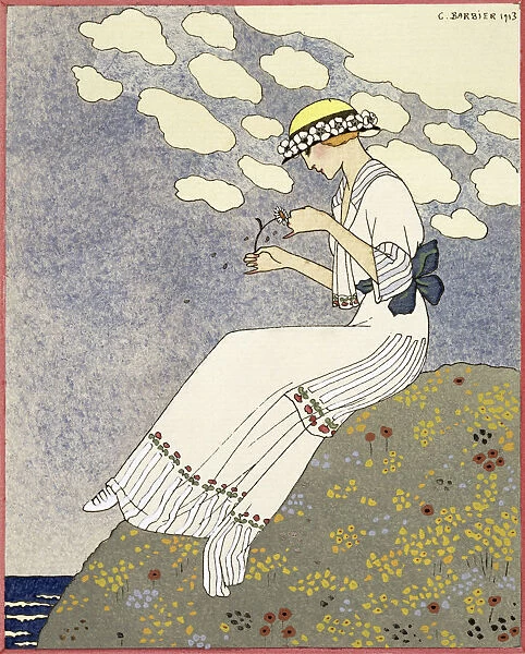 Design for a country dress by Maison Paquin, 1913. Artist: Georges Barbier