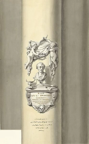 Design for a monument for C. Brunings: a bust with putti, 1806. Creator: Bartholomeus Ziesenis