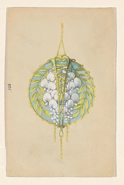Design for a pendant with flower branches of the White Wisteria, enamelled gold, c.1905. Creator: Paul Louchet