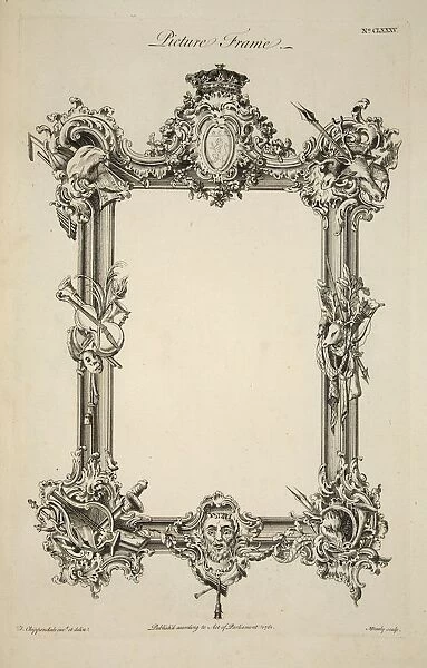 Design for a Picture Frame, pub. 1761 (engraving). Creator: Thomas Chippendale (1718 - 1779) after
