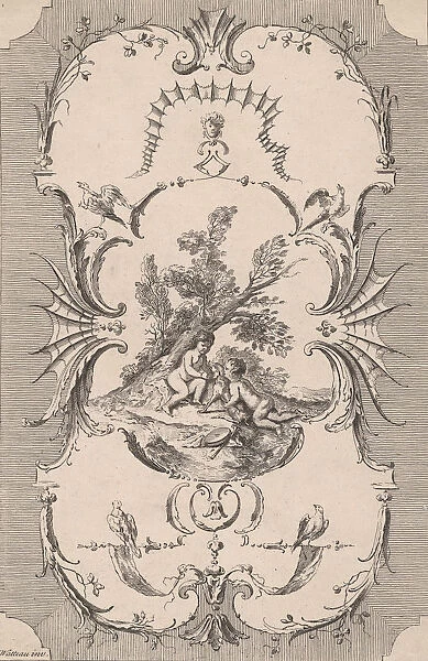 Design for Wallpaper 'L Innocent Badinage, or Boys at Play', ca. 1745-50. ca