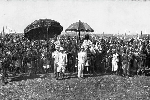 Distant Fronts, In Cameroon; Two sultans and their retinue bid farewell to Colonel Brisset... 1917. Creator: Unknown