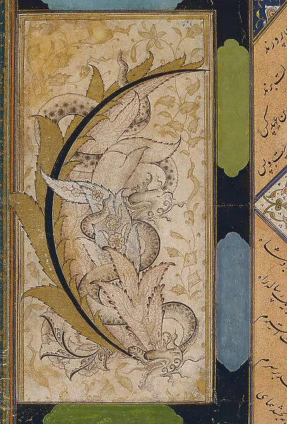 Two Dragons Entwined on a Spray of Stylized Foliage (image 2 of 2), c1575. Creator: Anon