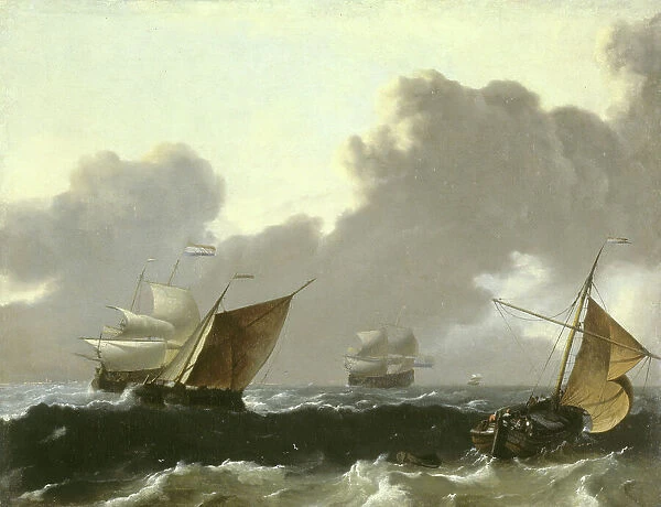 Dutch Ships in High Seas off the Dutch Coast, 1660-1669. Creator: Ludolf Backhuysen I