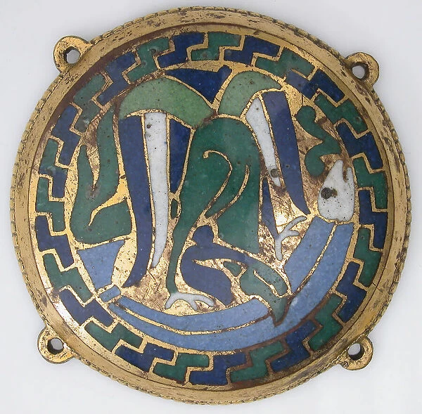 Eagle Attacking a Fish (one of five medallions from a coffret), French, ca. 1110-30