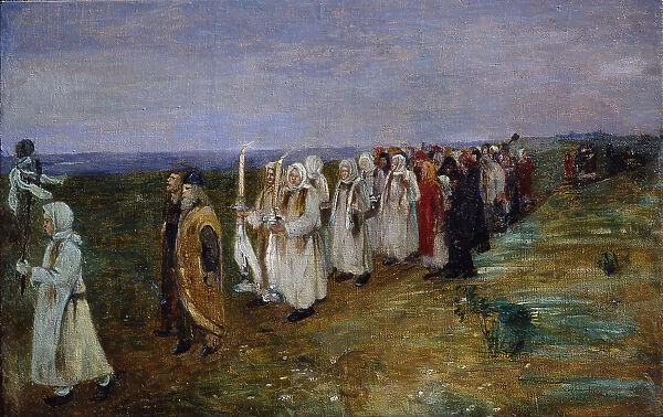 Easter procession. Artist: Malinin, Ivan Semenovich (1866-1952)