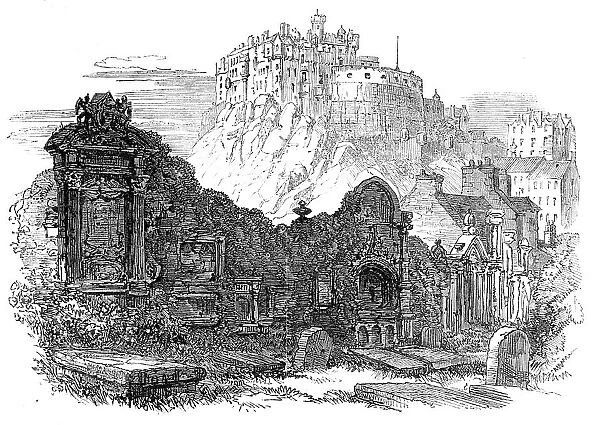 Edinburgh: the Castle, from the Greyfriars Cemetery, 1864. Creator: Unknown