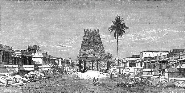 Entrance to the Pagoda of Conjeveram; Notes on the Ancient Temples of India, 1875. Creator: Unknown