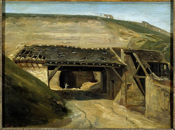 Entrance to a quarry in Montmartre, 1816. Creator: Etienne Bouhot