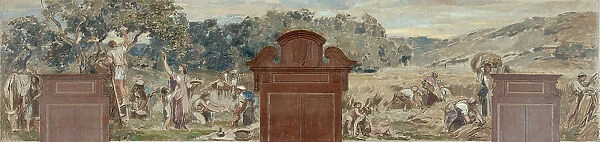 Esquisse pour la salle des fêtes de la mairie de Pantin : La cueillette. La moisson, 1886. Creator: Francois Lafon