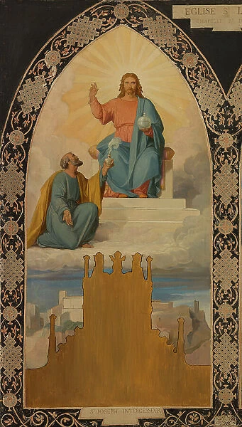 Esquisse pour l'église saint Laurent : Saint Joseph aux pieds de Jésus Christ, 1878. Creator: Louis Stanislas Faivre-Duffer