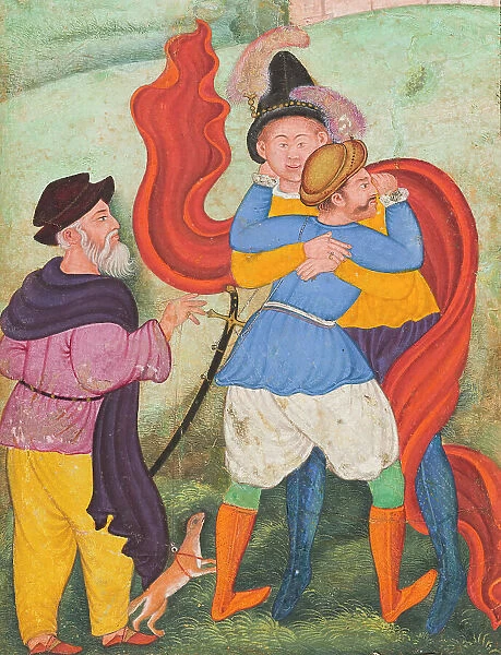 Europeans Embracing (image 3 of 3), c1590. Creator: Unknown