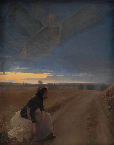 Evening;Evening. Death and the Old Woman, 1887. Creator: Laurits Andersen Ring