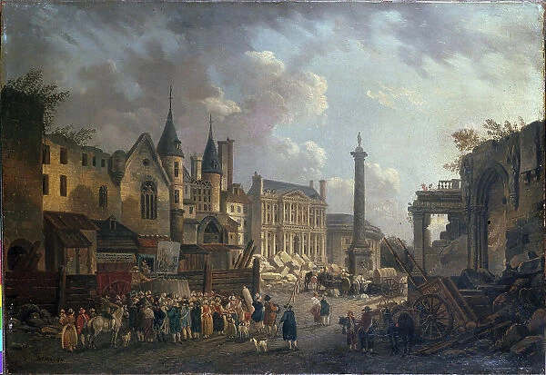 Fairground show at an imaginary crossroads in Paris, c1770. Creator: Unknown