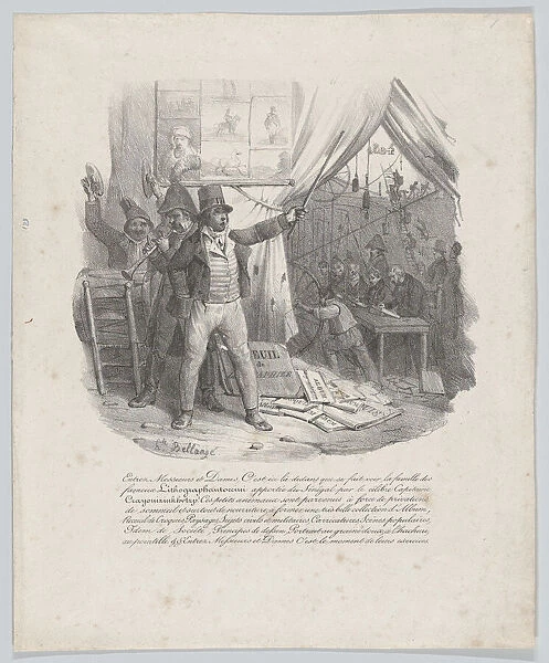 The Family of the Lithographautoccini, 1824. Creator: Hippolyte Bellangé