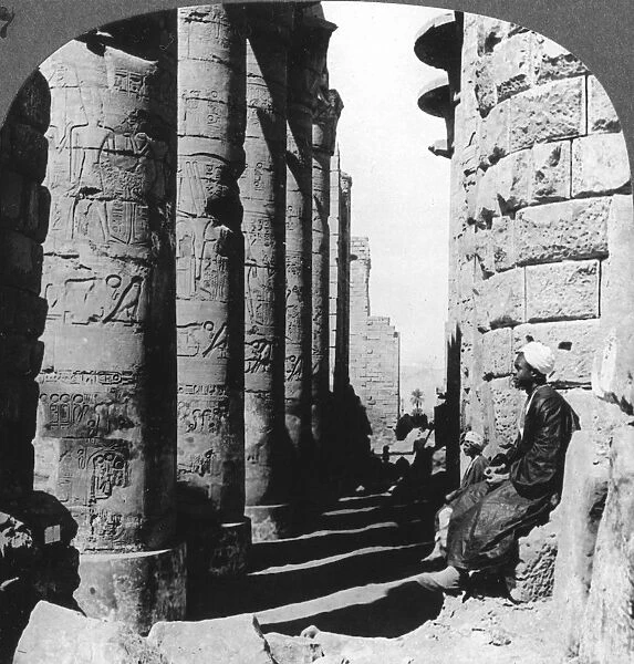 The famous colonnade in the great Temple at Karnak, Thebes, Egypt, 1905. Artist: Underwood & Underwood