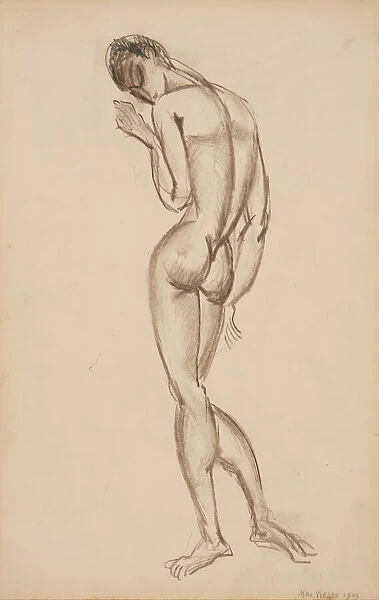 Female Nude, Back View, 1909. Creator: Max Weber