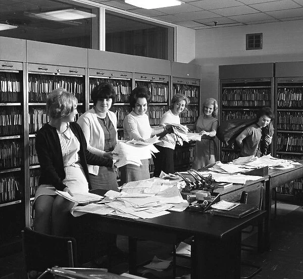Female workers in the filing and postal room, Stanley Tools works, Sheffield, South Yorkshire, 1967
