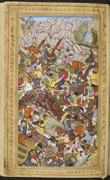 First Battle of Panipat, 1526. Miniature from Baburnama, ca 1592. Creator: Anonymous