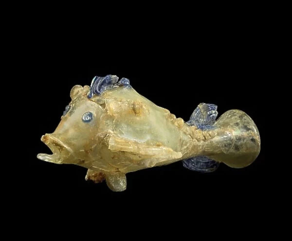 Fish-shaped glass flask, 1st century. Creator: The Oriental Applied Arts