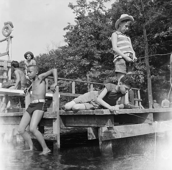 Fishing at Camp Nathan Hale, Southfields, New York, 1943. Creator: Gordon Parks