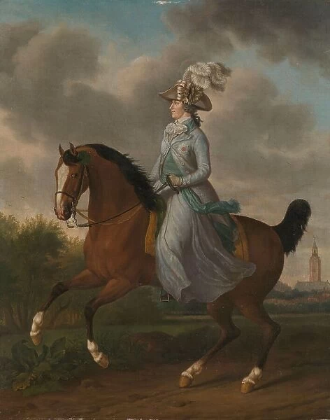 Frederika Sophia Wilhelmina of Pruissia (1751-1820), Equestrian portrait of the Wife of Prince Wille Creator: Tethart Philip Christian Haag