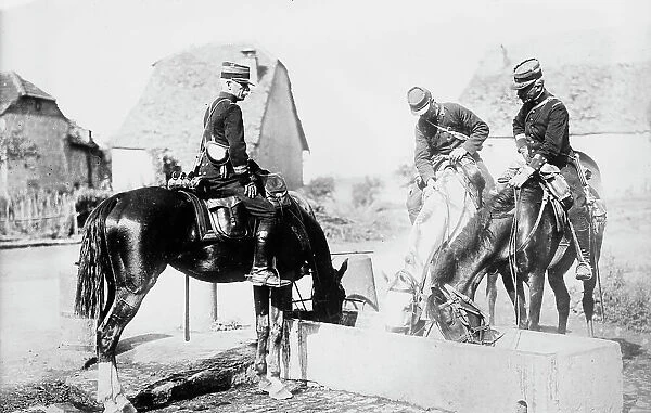 French Officers watering horses, between c1914 and c1915. Creator: Bain News Service