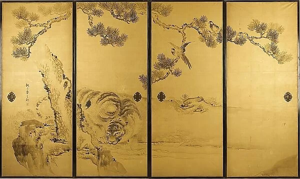 Fusuma: Tigers and Dragon, 1813-1838. Creator: Kishi Ganku