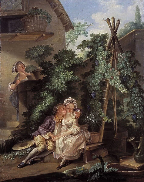 The gallant gardener, c1770. Creator: Ecole Francaise